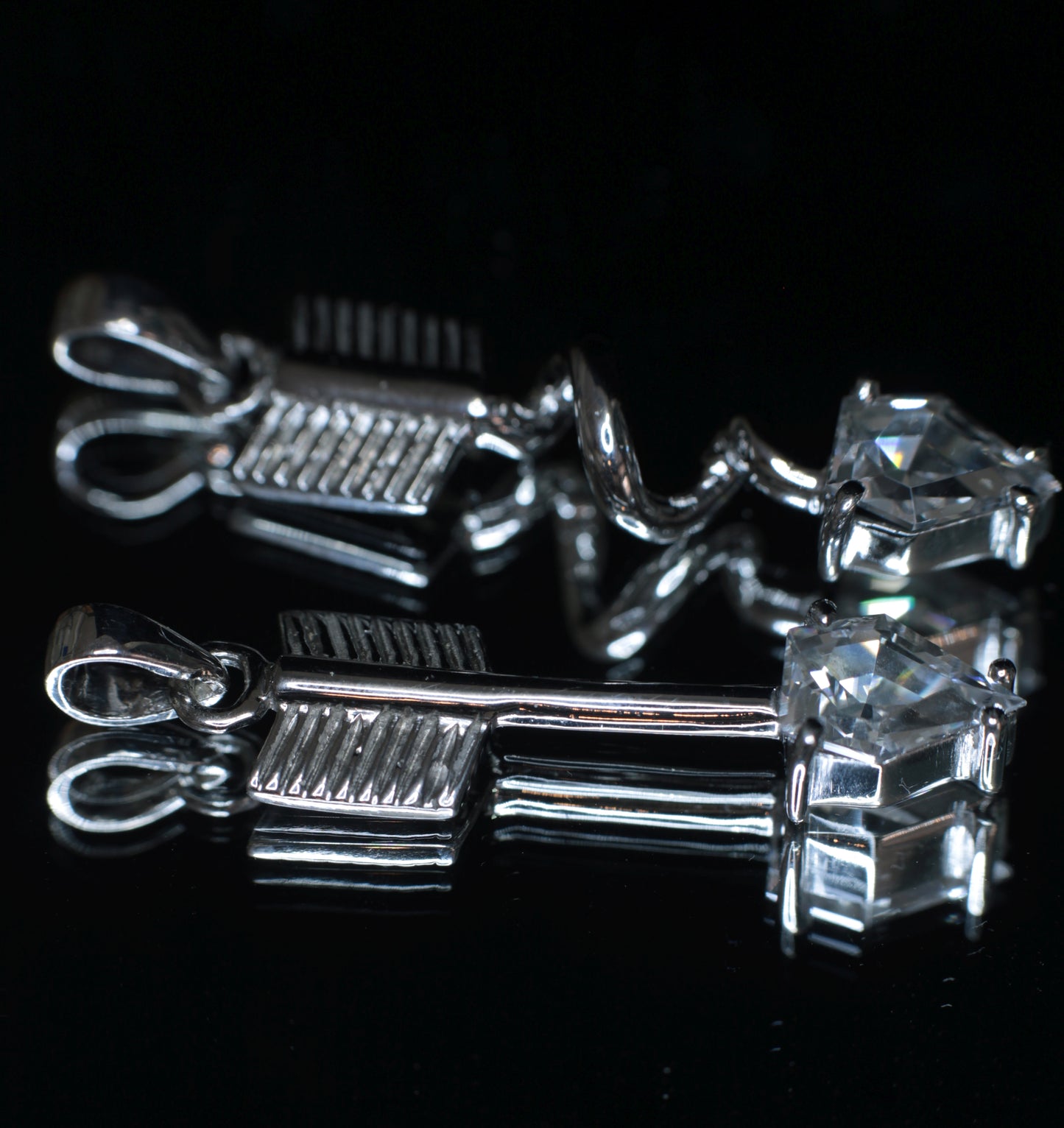 F-35 Fighter Jet Window Sapphire Pendants in Sterling with Custom Sensor Cut (F35 Gem)
