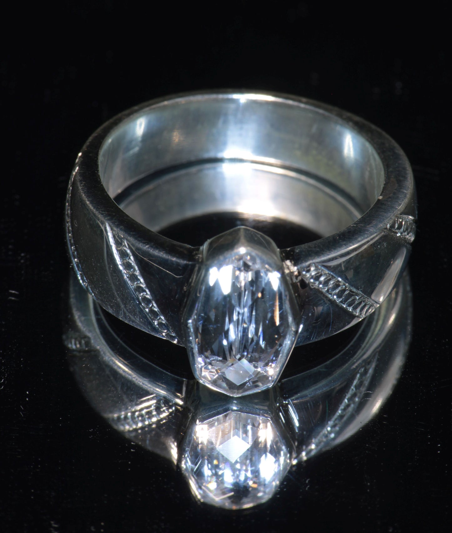F-35 Fighter Jet Window Sapphire Rings in Sterling (F35 Gem)