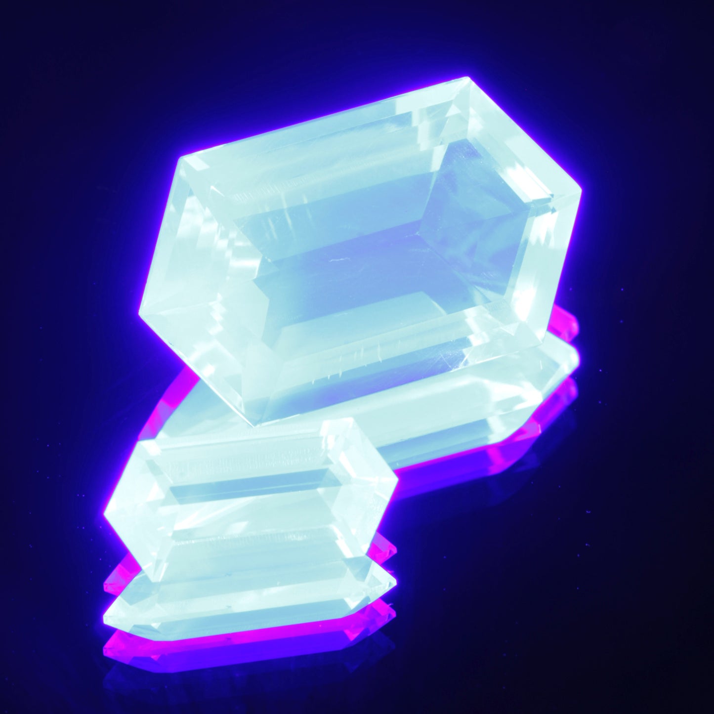 Rupee Cut Lab Fluorite Gems, Color Change Hyperfluorescent