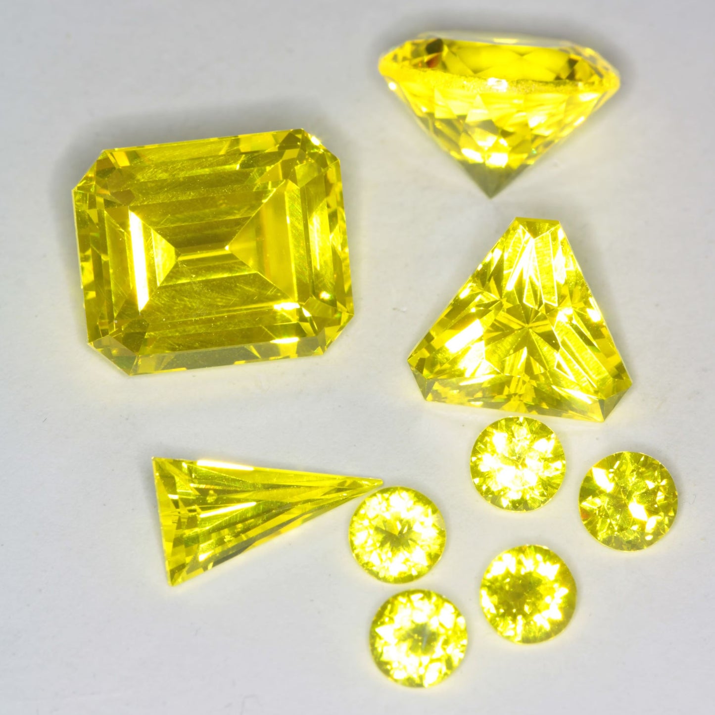 GAGG Lumogarnet Loose Faceted Stones, Dayglow Fluorescence (slight phosphorescence)