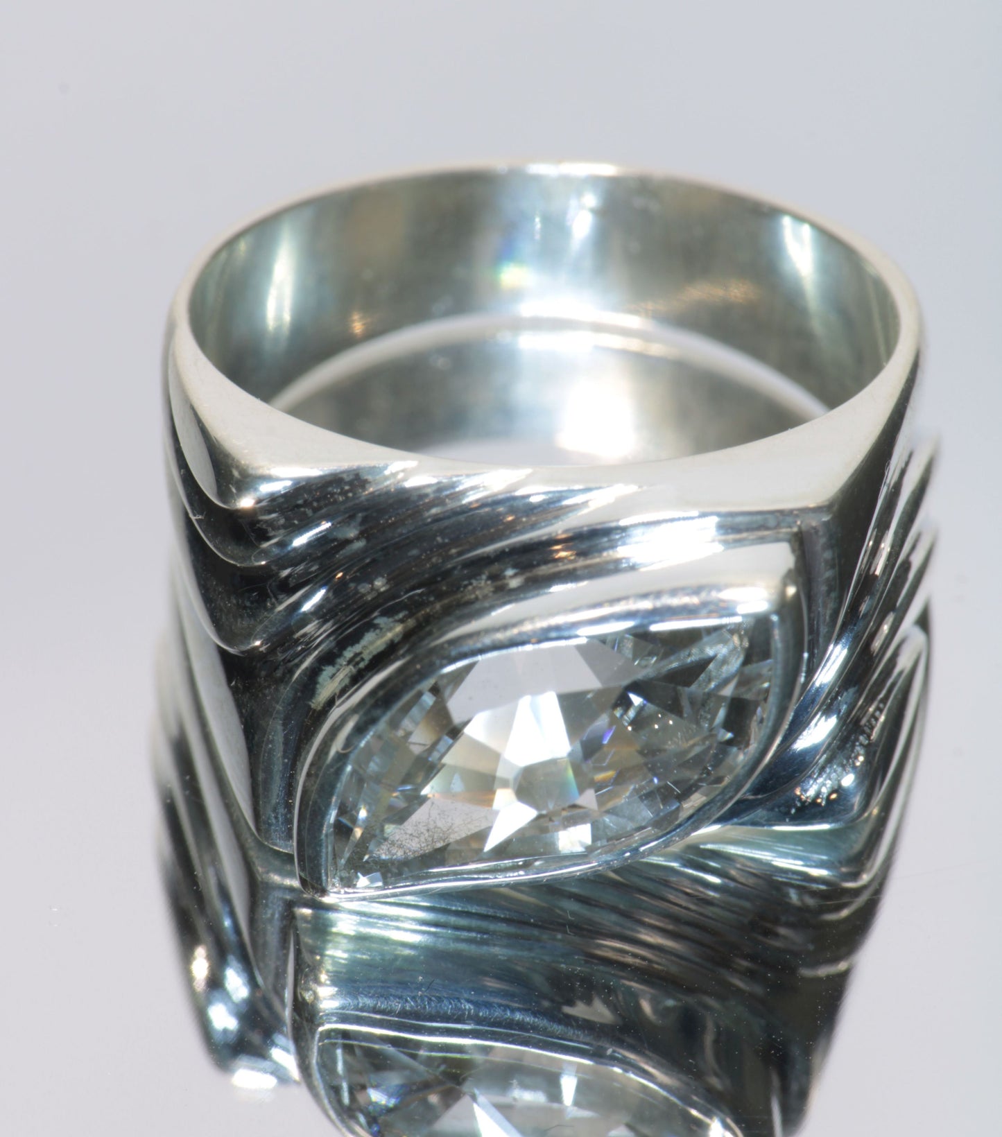 F-35 Fighter Jet Window Sapphire Rings in Sterling (F35 Gem)