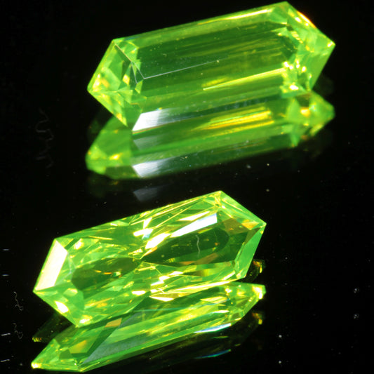 Rupee Cut LuAG Gems, Ultrabright Green Lumogarnet Scintillators