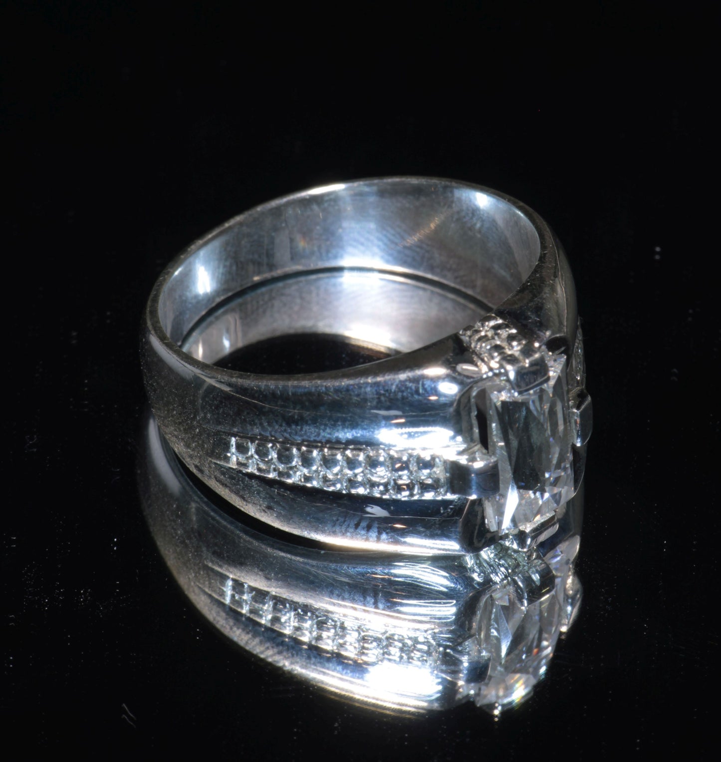 F-35 Fighter Jet Window Sapphire Rings in Sterling (F35 Gem)
