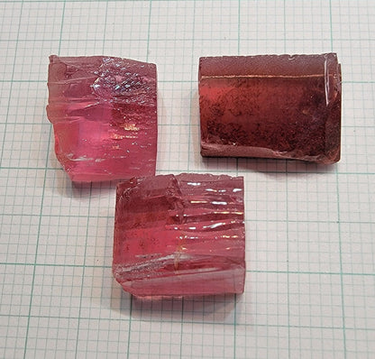 Pink Peach Beryl Facet Rough, Hydrothermal Morganite Crystals