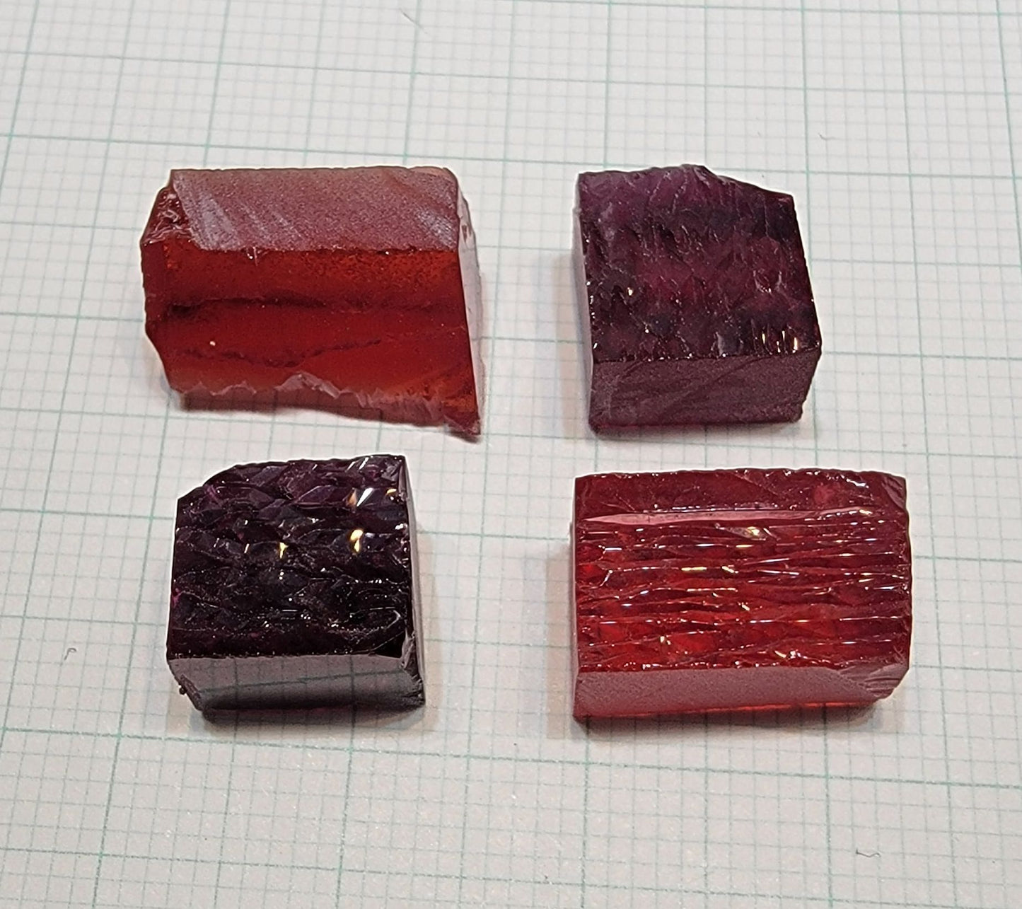 Lab Red Beryl Facet Rough, Hydrothermal Scarlet Beryl  Bixbite Crystals