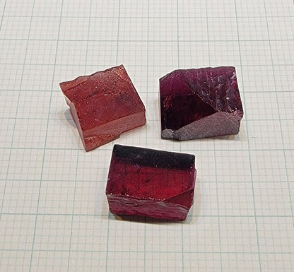 Lab Red Beryl Facet Rough, Hydrothermal Scarlet Beryl  Bixbite Crystals