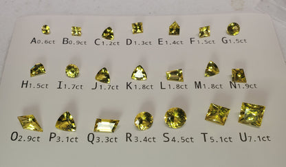 Yellow Sapphire Loose Stones, Faceted Czochralski Grown Gems