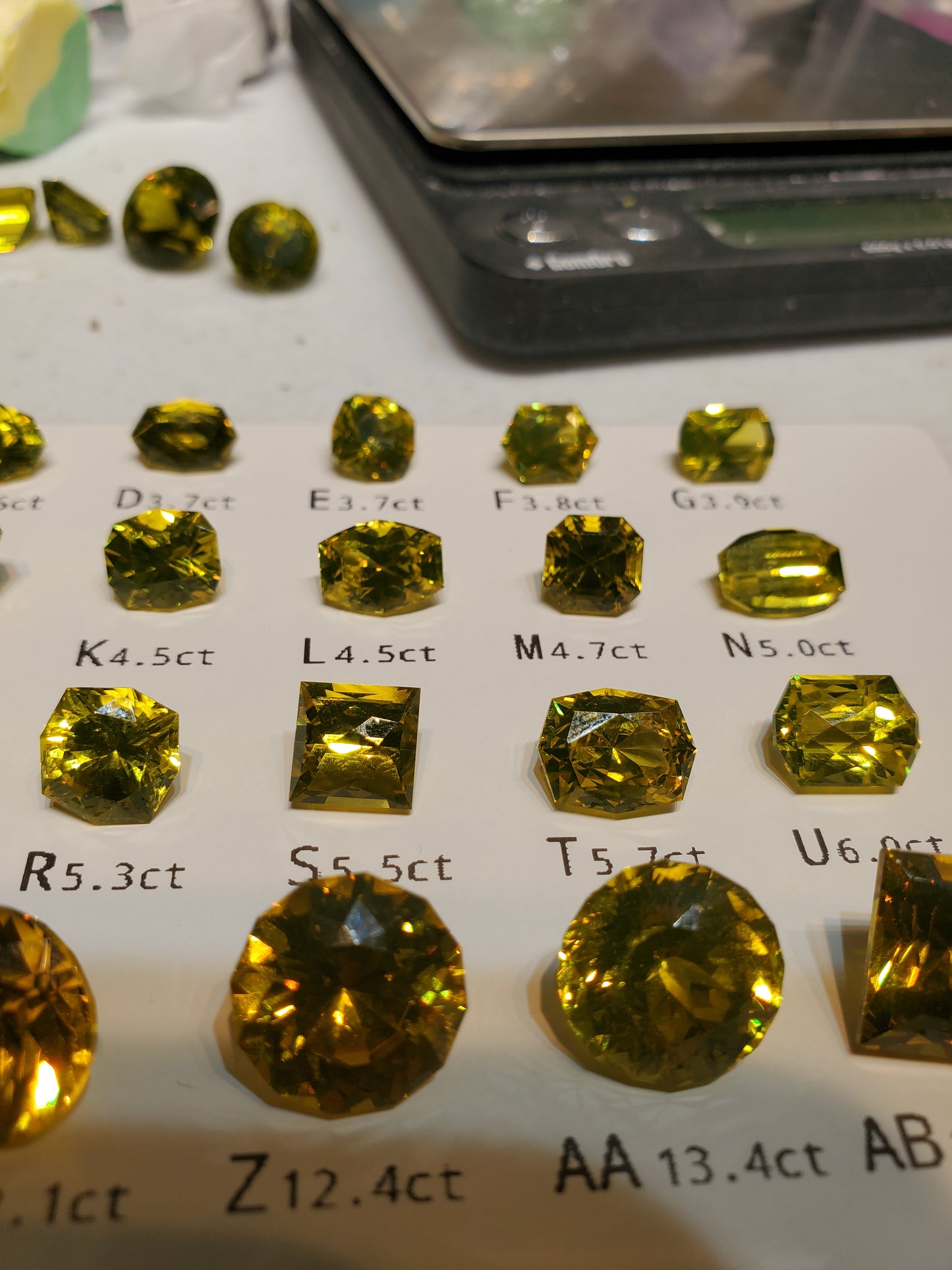 Golden Laser Garnet Faceted Stones, Nd+Ce YAG