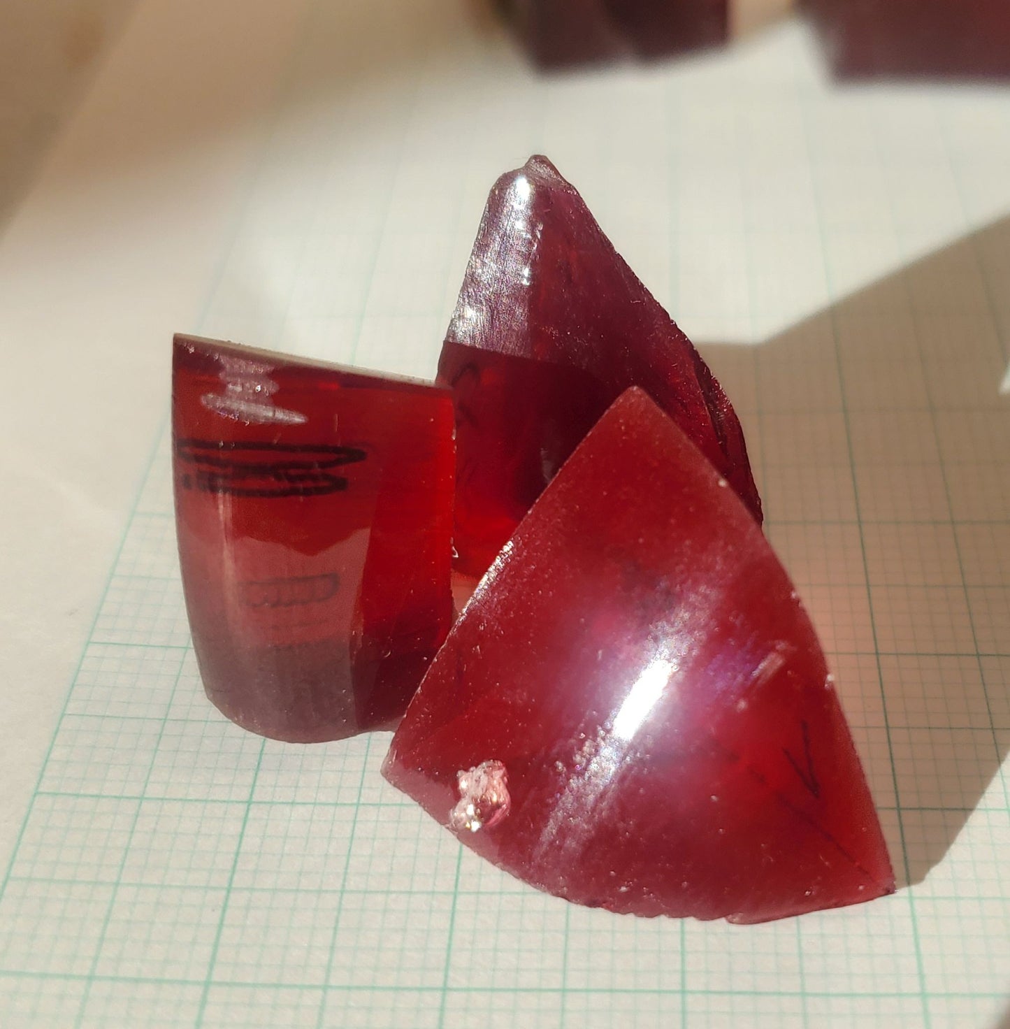 Blood Red Ruby Facet Rough Czochralski Lab Created Crystals
