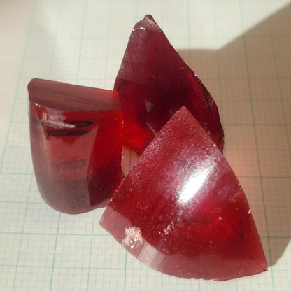 Blood Red Ruby Facet Rough Czochralski Lab Created Crystals