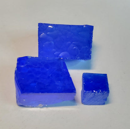 Cobalt Quartz Vivid Blue Facet Rough Lab Created Crystals Vintage