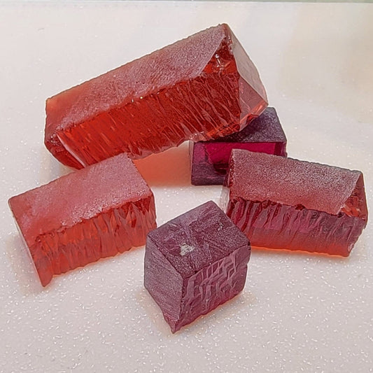 Lab Red Beryl Facet Rough, Hydrothermal Scarlet Beryl  Bixbite Crystals