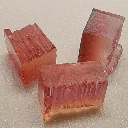 Pink Peach Beryl Facet Rough, Hydrothermal Morganite Crystals