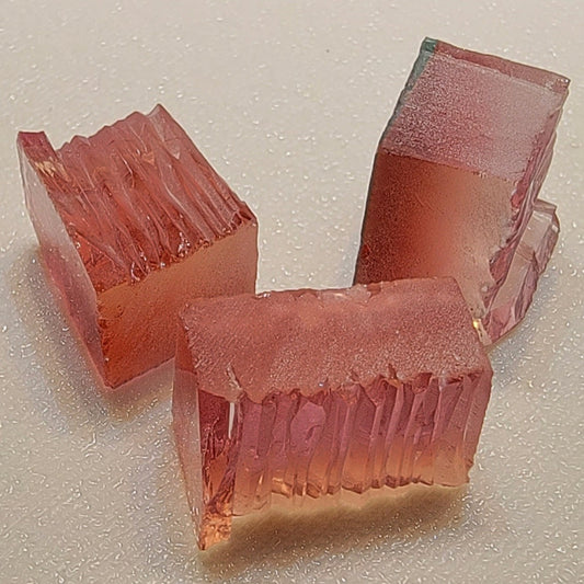 Pink Peach Beryl Facet Rough, Hydrothermal Morganite Crystals