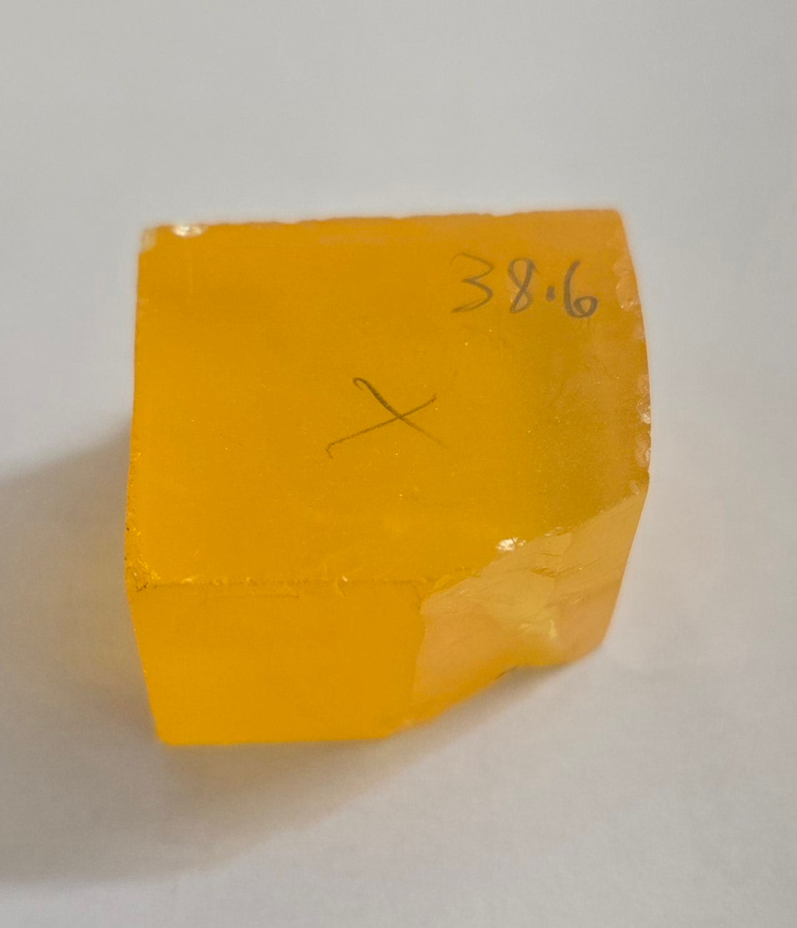 Orange Lithium Tantalate Facet Rough, Lab Created Gem of Science