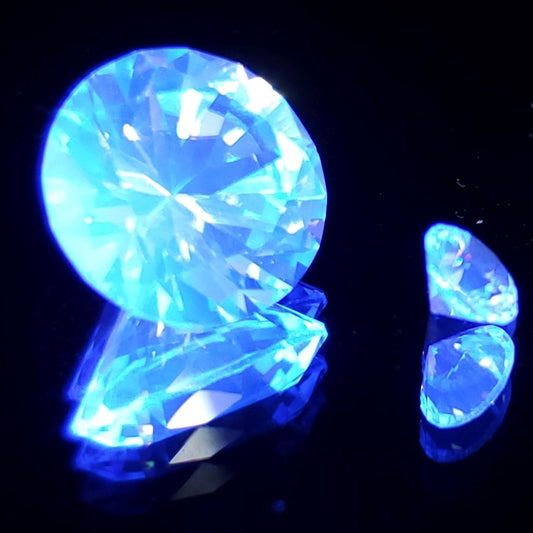 LSO Faceted Loose Gems Blue Fluorescent Glow in the Dark Scintillator
