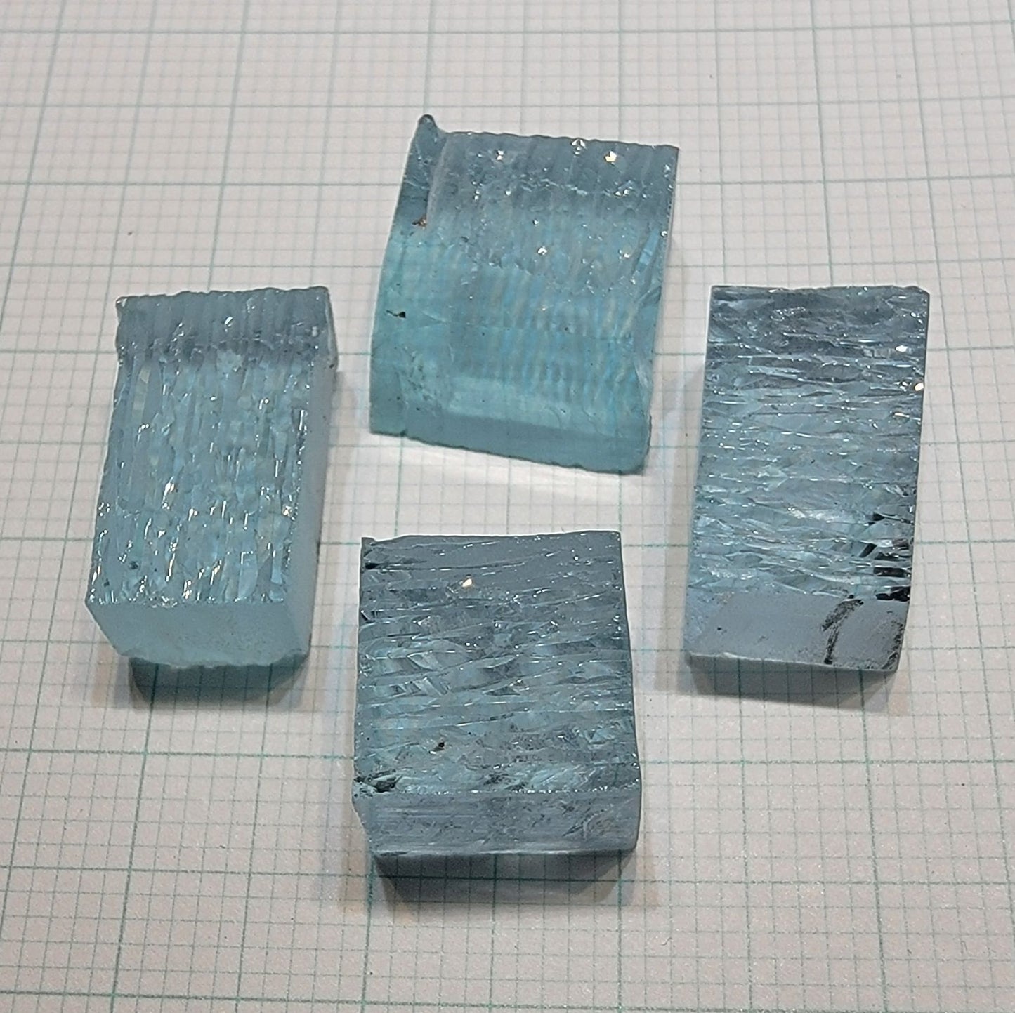 Lab Aquamarine Facet Rough, Hydrothermal Aqua Crystals
