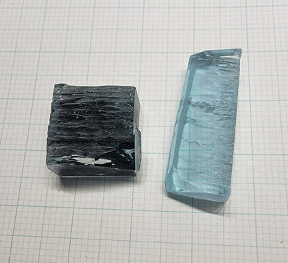 Lab Aquamarine Facet Rough, Hydrothermal Aqua Crystals