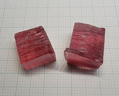 Pink Peach Beryl Facet Rough, Hydrothermal Morganite Crystals