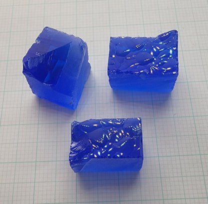 Cobalt Quartz Vivid Blue Facet Rough Lab Created Crystals Vintage