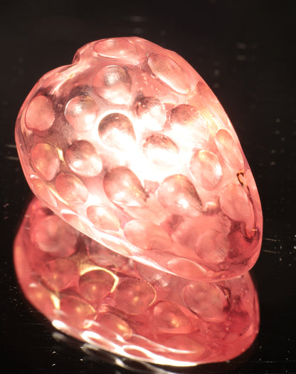 Strawberry Carved Laser Sapphire, Titanium Strawberry Sapphire