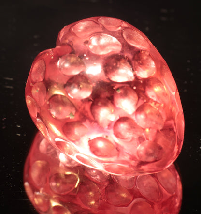 Strawberry Carved Laser Sapphire, Titanium Strawberry Sapphire