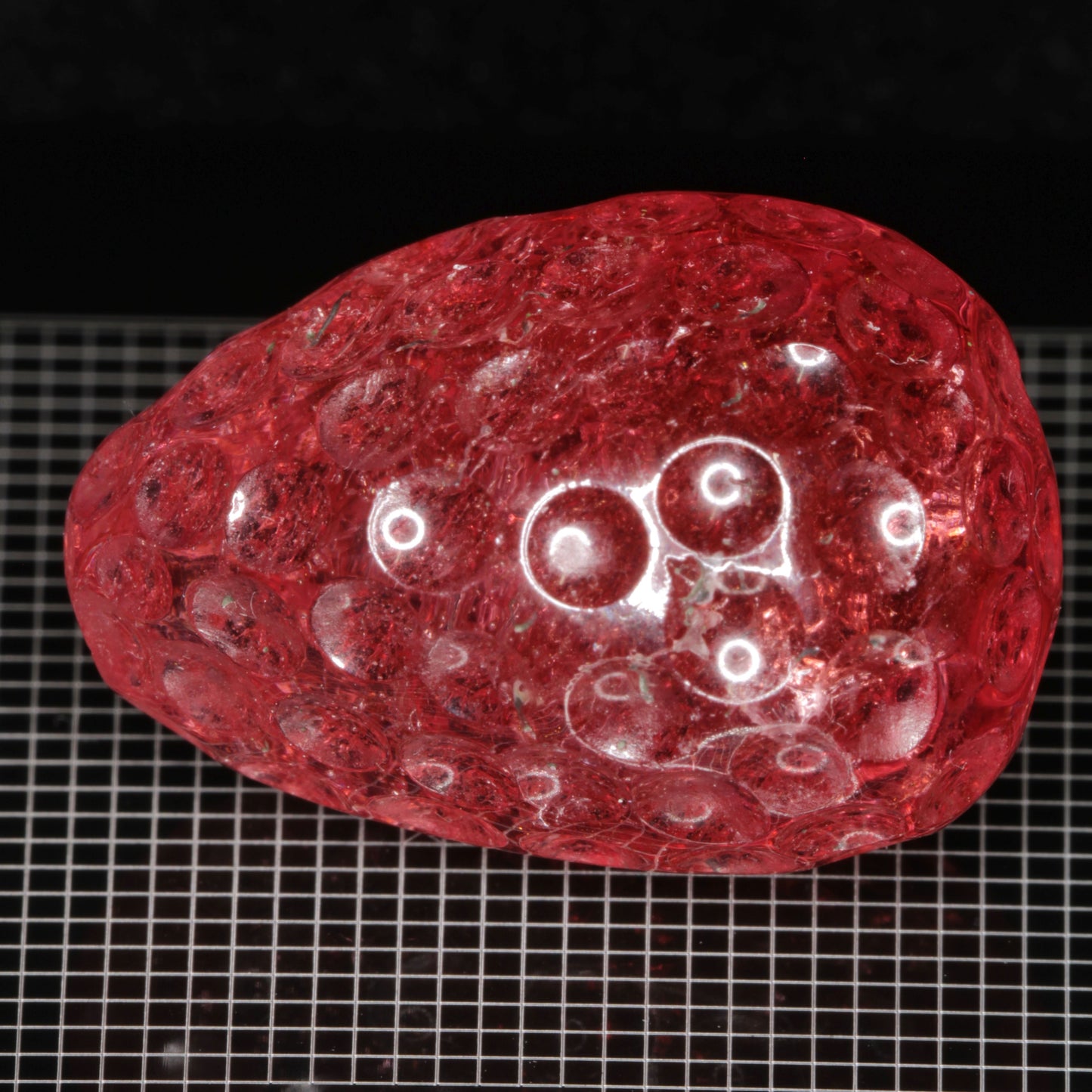 Strawberry Carved Laser Sapphire, Titanium Strawberry Sapphire