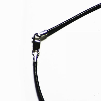 18 inch Black Leather Cord With Sterling Clasp