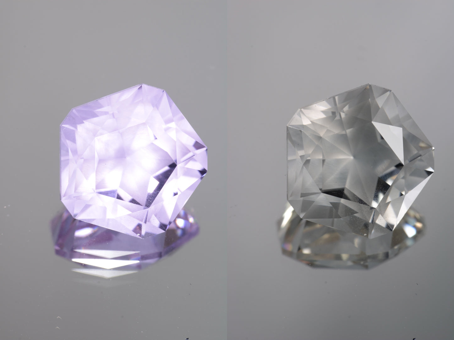 Lab Perovskite Cut Gems, Pink to Orange Red Laser YAP
