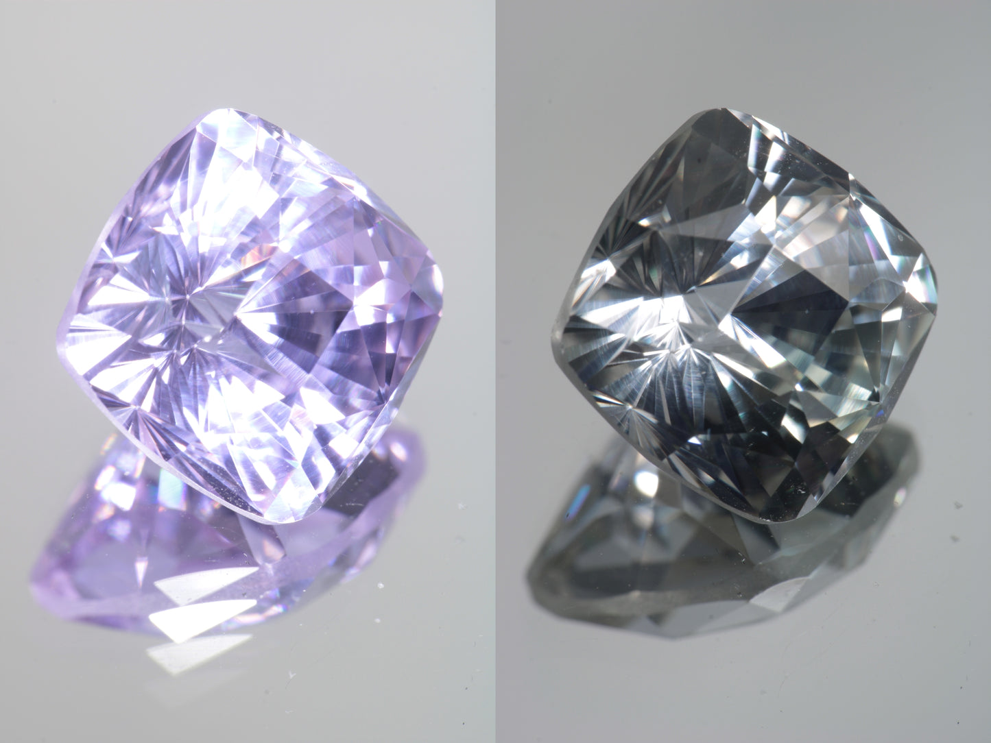 Lab Perovskite Cut Gems, Pink to Orange Red Laser YAP