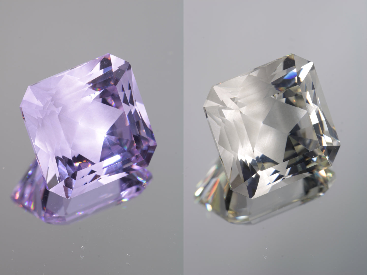 Lab Perovskite Cut Gems, Pink to Orange Red Laser YAP