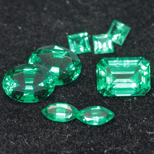 Lab Emerald Faceted Stones, Hydrothermal Emerald Gems