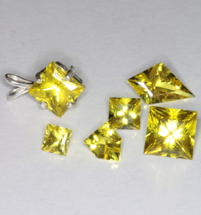 Yellow Sapphire Jewelry, Earrings Pendants and Rings, Czochralski Grown Crystals