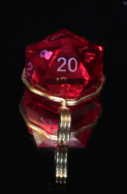 Ruby D20 Pendant in 14k Gold "The D21"