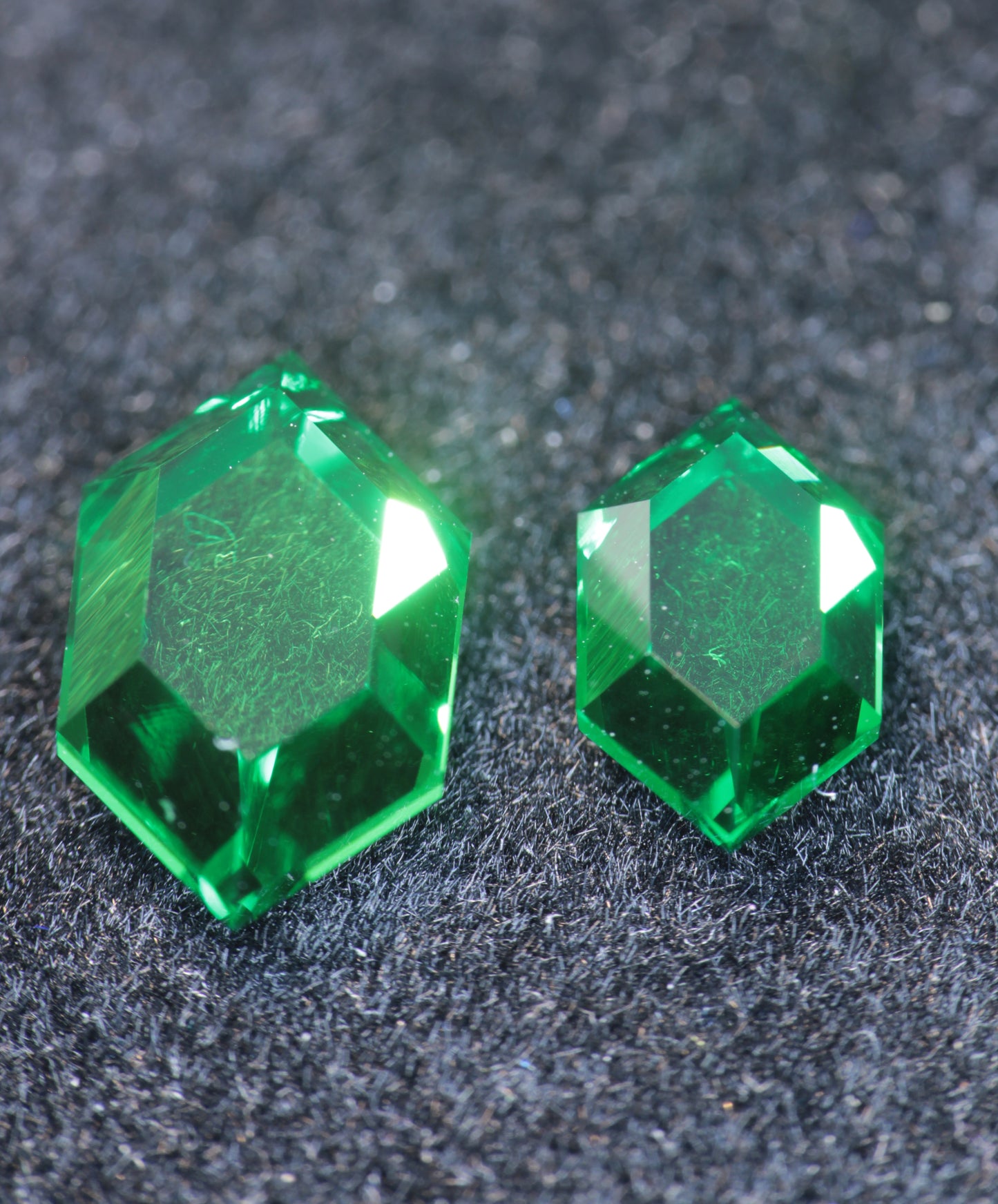 RetroHex™ Cut Green Laser Garnets, Vanadium YAG Gems