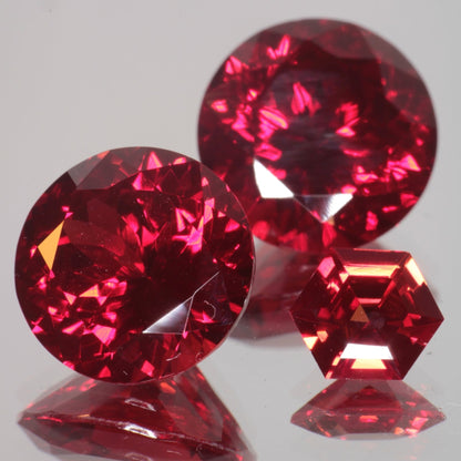 Blood Red Ruby Loose Faceted Stones Czochralski Pulled Crystal