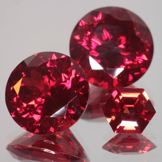 Blood Red Ruby Loose Faceted Stones Czochralski Pulled Crystal