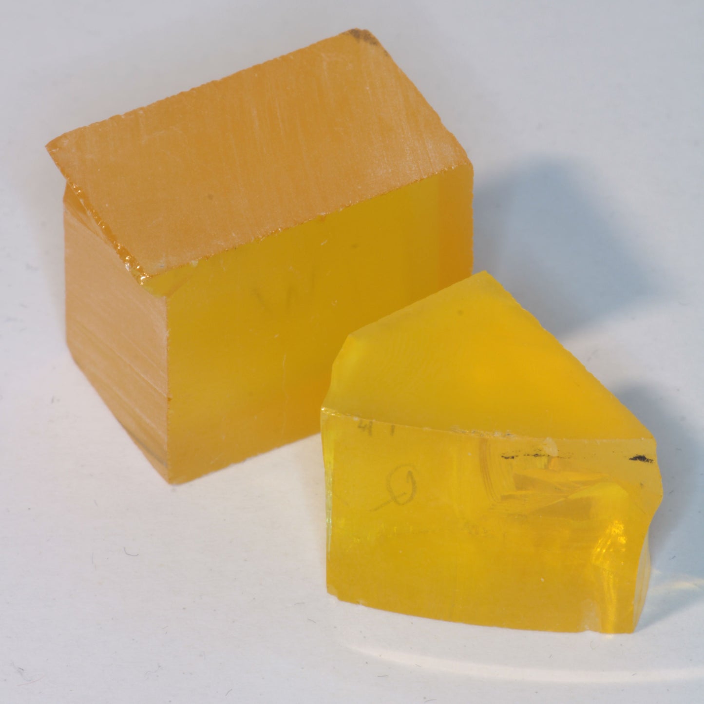 Orange Lithium Tantalate Facet Rough, Lab Created Gem of Science