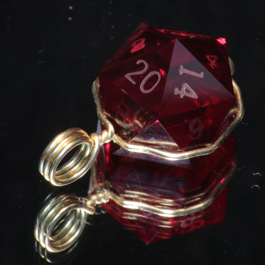 Ruby D20 Pendant in 14k Gold "The D21"