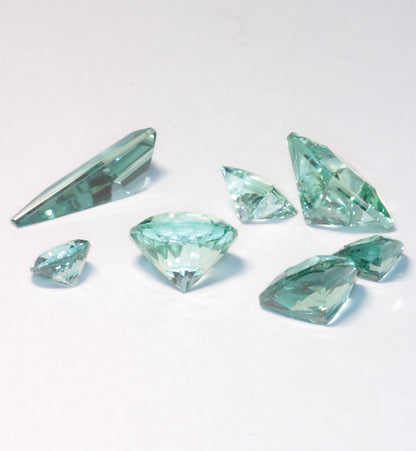 Green Sapphire Loose Stones, Faceted Czochralski Grown Gem