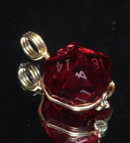 Ruby D20 Pendant in 14k Gold "The D21"