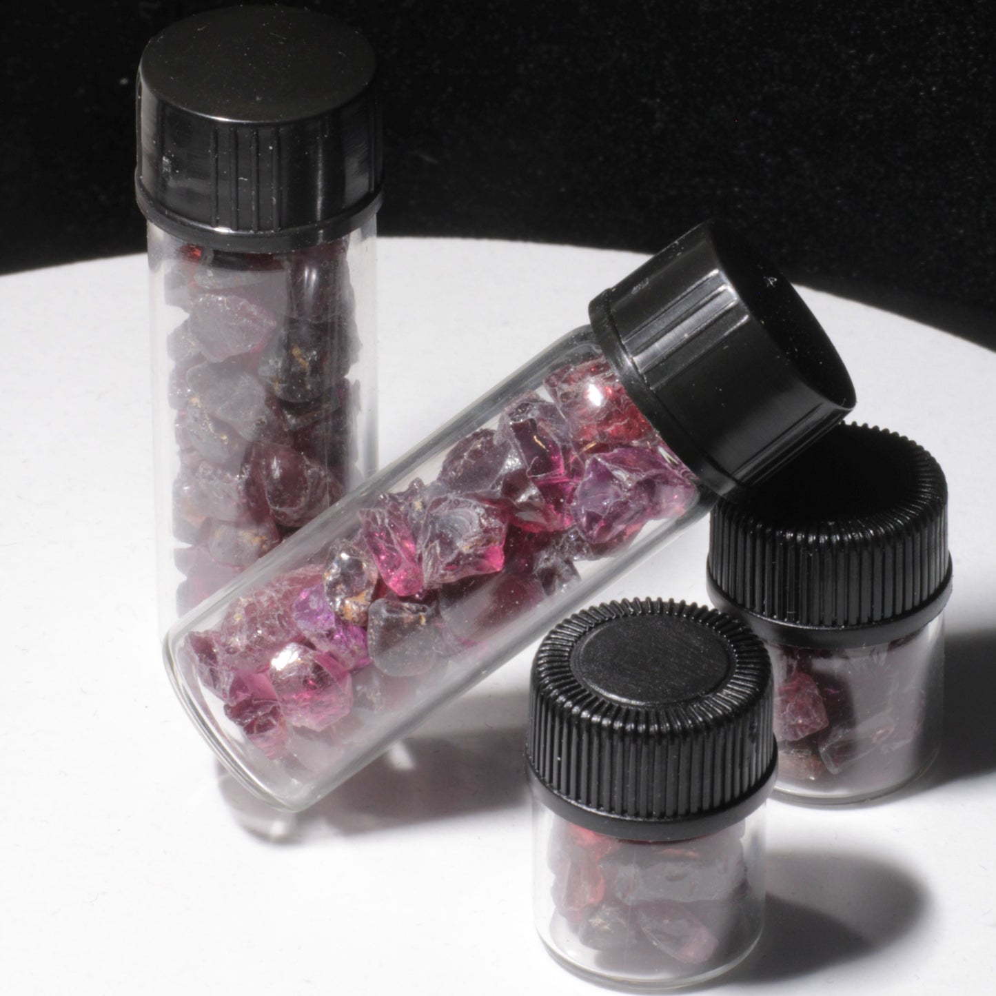 Loose Garnet Gem Vials, Natural Red and Pink Rhodolite Garnet