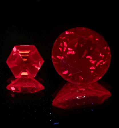 Blood Red Ruby Loose Faceted Stones Czochralski Pulled Crystal