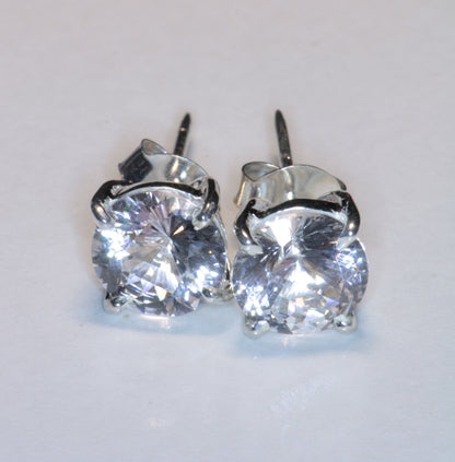 EOTS Cut F-35 Window and Round Cut Sapphire Earrings in Sterling Silver