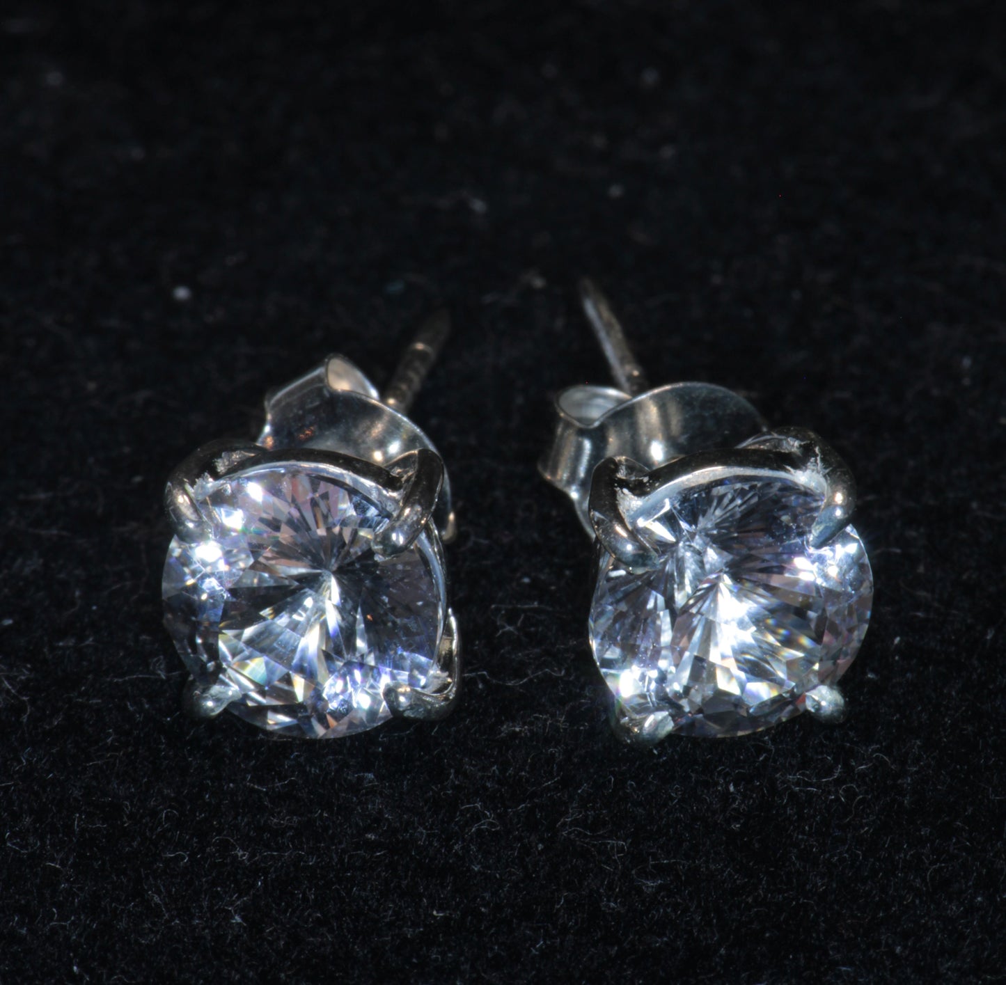 EOTS Cut F-35 Window and Round Cut Sapphire Earrings in Sterling Silver