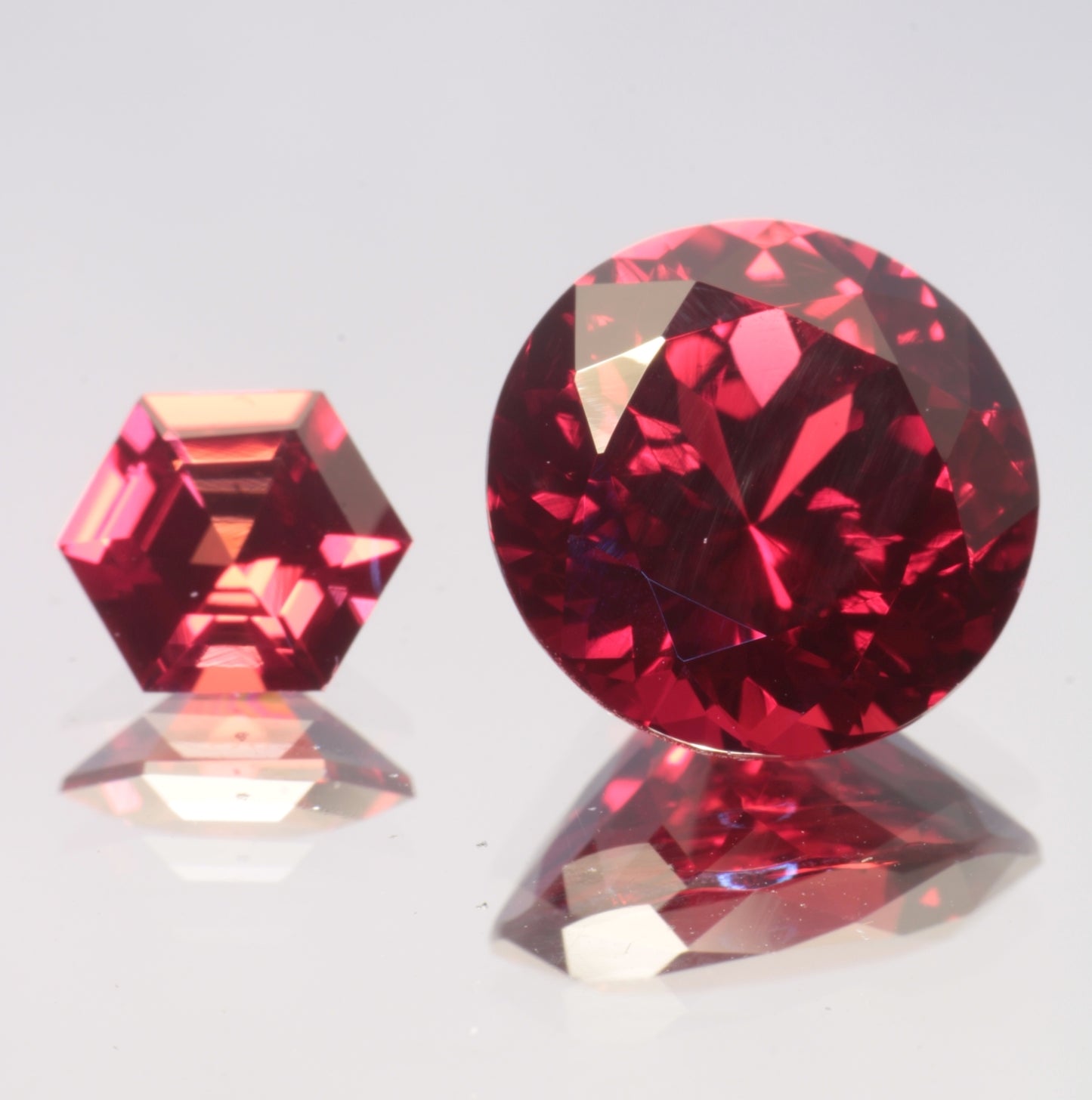 Blood Red Ruby Loose Faceted Stones Czochralski Pulled Crystal