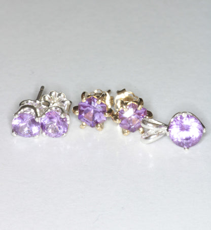Purple Sapphire Jewelry, Earrings Pendants and Rings, Czochralski Pulled