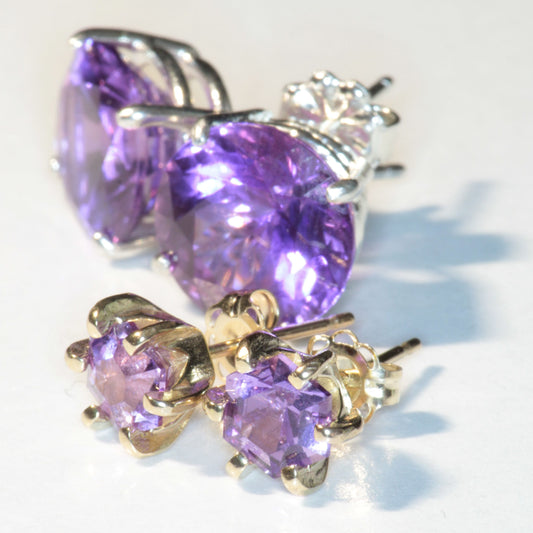Purple Sapphire Jewelry, Earrings Pendants and Rings, Czochralski Pulled