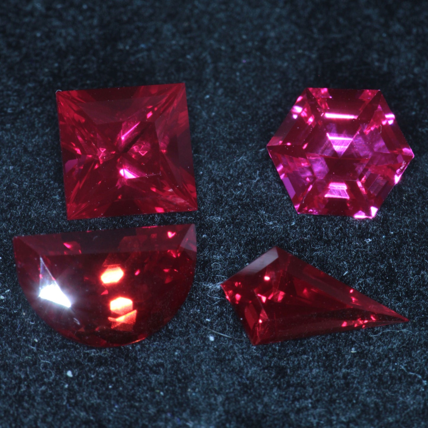 Blood Red Ruby Loose Faceted Stones Czochralski Pulled Crystal