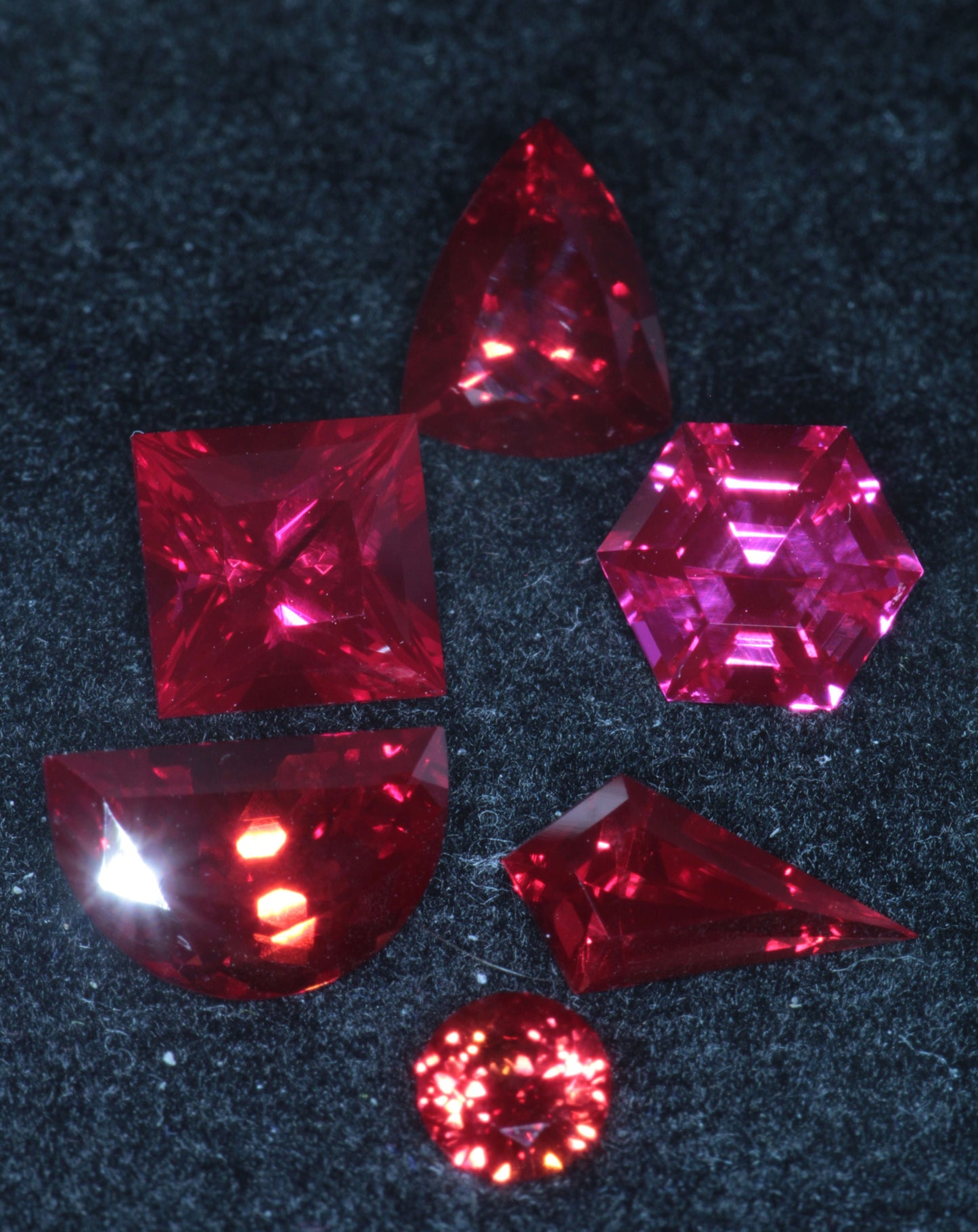 Blood Red Ruby Loose Faceted Stones Czochralski Pulled Crystal
